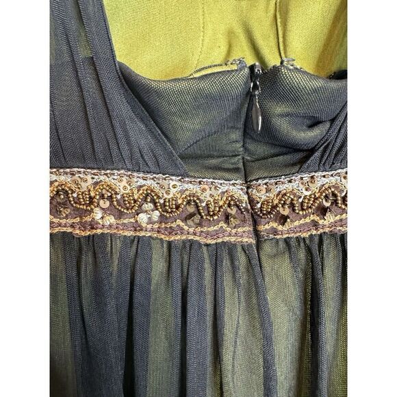 Decode 1.8  Fairy Grunge Embroidered Beaded Chiffon Green Sheer Black Overlay 10 - Picture 11 of 11